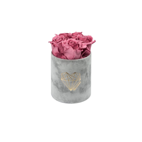 MIDI LOVE - LIGHT GREY VELVET BOX WITH VINTAGE PINK ROSES