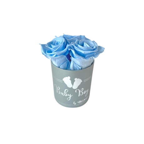 BABY BOY - XS LIGHT GREY BOX WITH BABY BLUE ROSES