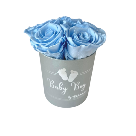 BABY BOY - MIDI LIGHT GREY BOX WITH BABY BLUE ROSES